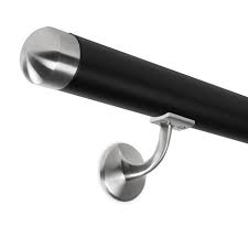 Metal handrails can create a variety of effects, from ultra modern to minimalist sleek. Handrail Set Black I Stainless Steel Caps Round Holder 70 70