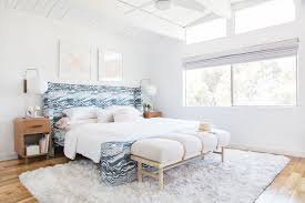 The nightstands fit snugly between the bed and the wall, and therefore don't stick out and block the walkway to the door. Our Master Bedroom Finally Get The Look Emily Henderson