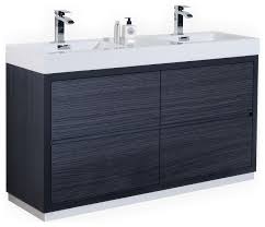 Home treats white wooden bathroom cabinet with four drawers. Bliss 60 Double Sink Free Standing Bathroom Vanity High Gloss White Modern Bathroom Vanities And Sink Consoles By Kubebath Llc Fmb60d Go Houzz