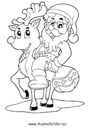 Ausmalbilder Weihnachtsrentier Nikolaus Reitet Auf Rentier