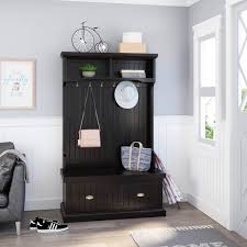 Felton Rustic Solid Wood Entryway Hall Tree Bench With Shoe Storage