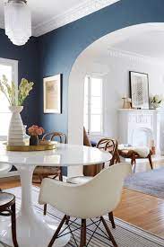 Soft and muted, light purple paint colors bring comfortable elegance to any dining room, living room or bedroom. Ginny S Dining Room Reveal Emily Henderson Open Dining Room Dining Room Blue Dining Room Paint Colors