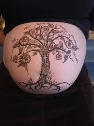 Belly Henna Design With Tree Of Life And Fruit Of The Spirit Love It Belly Henna Henna Tattoo Henna Ink