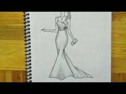 Karakalem Balik Model Elbise Cizimi Moda Ve Tasarim Youtube Cizim Cizim Egitimleri Cizimler