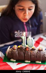 Birthday cake for 10-year-old girl Stock Photo