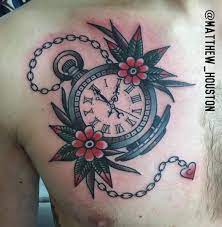 Instagram Photo By Matt Houston Mar 28 2016 At 2 58pm Utc Traditional Tattoo Clock Traditional Pocket Watch Tattoo Traditional Tattoo