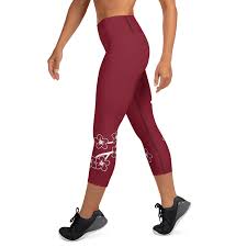 4.5 out of 5 stars 2,581. Red Yoga Workout Capri Leggings With White Floral Blossom Accents Revive Wear