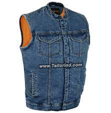 Textile Vests Motorcycle Textile Vest Scoop Collar Denim Vest Men Denim