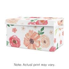 Looking for a good deal on kids bins children? Peach And Green Rose Flower Girl Baby Nursery Or Kids Room Small Fabric Toy Bin Storage Box Chest For Watercolor Floral Collection By Sweet Jojo Designs Only 37 99