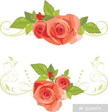 Vinilo Pixerstick Ramos de rosas. bordes decorativos • Pixers ...