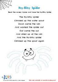 Itsy Bitsy Spider Nursery Rhyme Pdf Worksheet Cvc Words Kindergarten Nursery Rhymes Lyrics Kindergarten Nursery Rhyme Activities