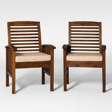 Modern and streamlined, the villora patio dining chair offers a cool and comfortable option to outfit your patio in style. Acacia Patio Chairs With Cushions Set Of 2 Dark Brown Saracina Home Target