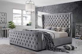 Shop for velvet tufted bed online at target. Winston Bed Button Tufted Grey Velvet Grey Bed Frame Upholstered Beds Upholstered Bed Frame