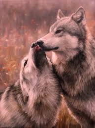 Wolf Kiss Painting Wild Wolves Oil Painting Home Decor Etsy In 2020 Wolf Painting Wild Wolf Wolf Love