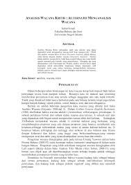 Maybe you would like to learn more about one of these? Https Media Neliti Com Media Publications 74626 Id Analisis Wacana Kritis Alternatif Mengan Pdf