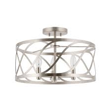 One or two over the kitchen island illuminates your snack station. Kira Home Isabelle 16 3 Light Modern Semi Flush Mount Ceiling Light Metal Drum Shade Brushed Nickel Finish Walmart Com Walmart Com