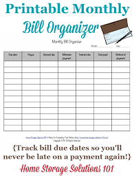 Oct 04, 2019 · it's over 100 pages of simple, printable worksheets (in a fillable.pdf) to organize everything your family may need to know if you're gone. Printable Monthly Bill Organizer To Make Sure You Pay Bills On Time