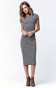 Black And White Striped Bodycon Dress Outfit Billabong Twist Of Fate Stripe Midi Dress At Pacsun Com Striped Midi Dress Body Con Dress Outfit Dresses