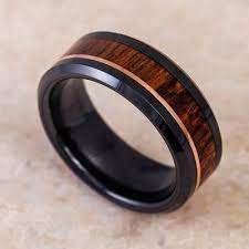 Wood Black Ceramic Wedding Band With Rose Gold Pinstripe Ceramic Wedding Bands Rose Gold Mens Wedding Band Black Ceramic Ring