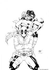 She is the accomplice and girlfriend of joker, the arch villain of batman. Harley Quinn And Deadpool By Leomatos Coloring Pages Printable