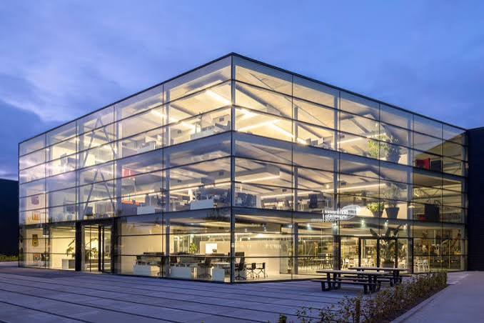 Corporate engineering office building facade