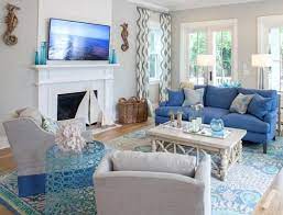 Southern Coastal Home In Pastel Blue Gray Coastal Living Rooms Coastal Living Room Coastal Bedrooms