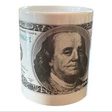 One Hundred 100 US Dollars Bill Benjamin Franklin Money 8 Ounces Mug NEW