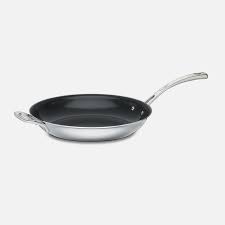 Made of stainless steel, the pots and pans in this set will not discolor nor react with foods. Cuisinart Tri Ply Stainless Cookware 12 Nonstick Frying Pan With Helper Handle Cuisinart Com