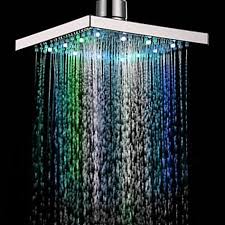 7 Colors Changing Led Contemporary Shower Faucet Head Of 8 Inch Faucetsuperdeal Com Led Shower Head Contemporary Shower Shower Heads