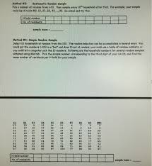 Maybe you would like to learn more about one of these? Solved Method 3 Systematic Random Sample Pick A Number Chegg Com