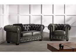 Die Neue Farbe Grau Chesterfield Modern Grau Sofa Britisch Echtleder Couch Couchgarnitur Chesterfield Mobel Chesterfield Wohnzimmer Sofa Sessel