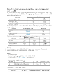 Contoh soal teori activity based costing. Contoh Soal Dan Jawaban Menghitung Biaya Menggunakan Metode Abc