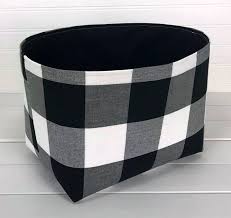 Black And White Buffalo Plaid Classroom Decor Nursery Decor Storage Bin Organizer Basket Woodland Fabric Basket Bin White Black Buffalo Plaid Lumbe Fabric Storage Baskets Decor Buffalo Plaid Nursery