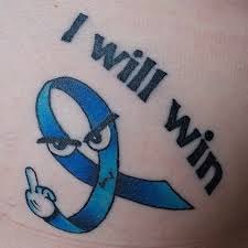 Colon Cancer Ribbon Tattoo Because Cancer Is A Jerk Could Do Without The Text Though Cancer Ribbon Tattoos Cancer Awareness Tattoo Awareness Ribbons Tattoo