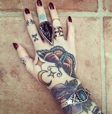 Tattoo Hand Mond Falter Tatowierungen Handtattoo Tatowiertinte