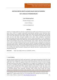 Dalam makalah ini penulis mengidentifikasikan masalah menjadi: Pdf Metode Kritik Hadith Aliran Salafi Dan Sufi Moden Satu Analisis Perbandingan