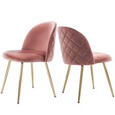 Add chairs or chaises to your seating repertoire at ashley homestore. Amazon Com Guyou Modern Plush Velvet Accent Chairs Upholstered Round Back Dining Chairs Living Room Decor Set Of 2 With Brass Legs Soft Pink Chairs