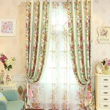 Sage Green Floral Print Polyester Beautiful Shabby Chic Curtains