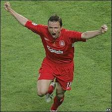 Champions League Final 2005 Liverpool V Ac Milan Smicer Celebrating His Goal Liverpool Football Liverpool Football Club Ynwa Liverpool