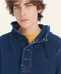 J.Crew Wallace & Barnes Indigo-dyed French Terry anorak Blue Size XS BE177 