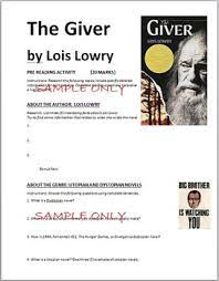 The Giver Pre Reading Activity Web Quest By Robert Cant Tpt