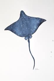 Sea Life Animal Watercolor Painting Eagle Ray Illustration Etsy Watercolor Paintings Art Watercolor Art