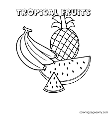 Wether you're looking for a few cute coloring pages to entertain the children, or after a useful learning tool to teach the kids the importance of a healthy diet, these friendly fruits are sure to have children smiling! Free Tropical Fruits Coloring Pages Tropical Fruits Coloring Pages Coloring Pages For Kids And Adults