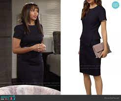 Amanda S Navy Short Sleeved Peplum Dress On The Young And The Restless Short Sleeve Peplum Peplum Dress Dresses
