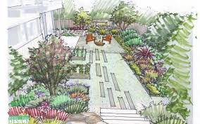 Gravel Garden With Fire Pit Area And Raised Beds Sketch Landscape Design Drawings Gravel Garden Garden Layout