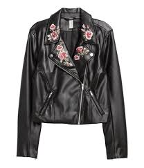 Embroidered Moto Jacket H M Divided Fashion Clothes Vegan Leather Moto Jacket