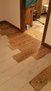 This Is A Concrete Floor Painted To Look Like Wood I M Using A Wood Graining Tool And Gel Stain T Painted Concrete Floors Concrete Wood Floor Concrete Floors