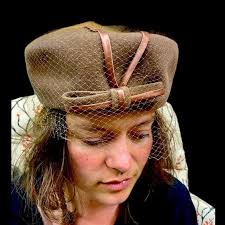 Mid Century Mushroom Brown Pillbox Hat