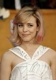 This hairstyle option allows you to keep your length while also adding some dimension and texture change to your overall look. Rachel Mcadams Short Pink Blonde Bob Hairstyle With Bangs Hairstyles Weekly