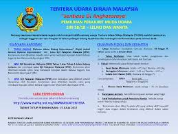 Berikut dikongsikan maklumat pengambilan terkini tudm tahun 2021 melibatkan pengambilan perajurit muda udara. Surat Tawaran Ke Pemilihan Akhir Perajurit Muda Udara Siri 57 17 Zon Semenanjung Zon Sabah Dan Zon Sarawak Lelaki Dan Wanita Tentera Udara Diraja Malaysia Tudm 15 Julai 2017 Appjawatan Malaysia